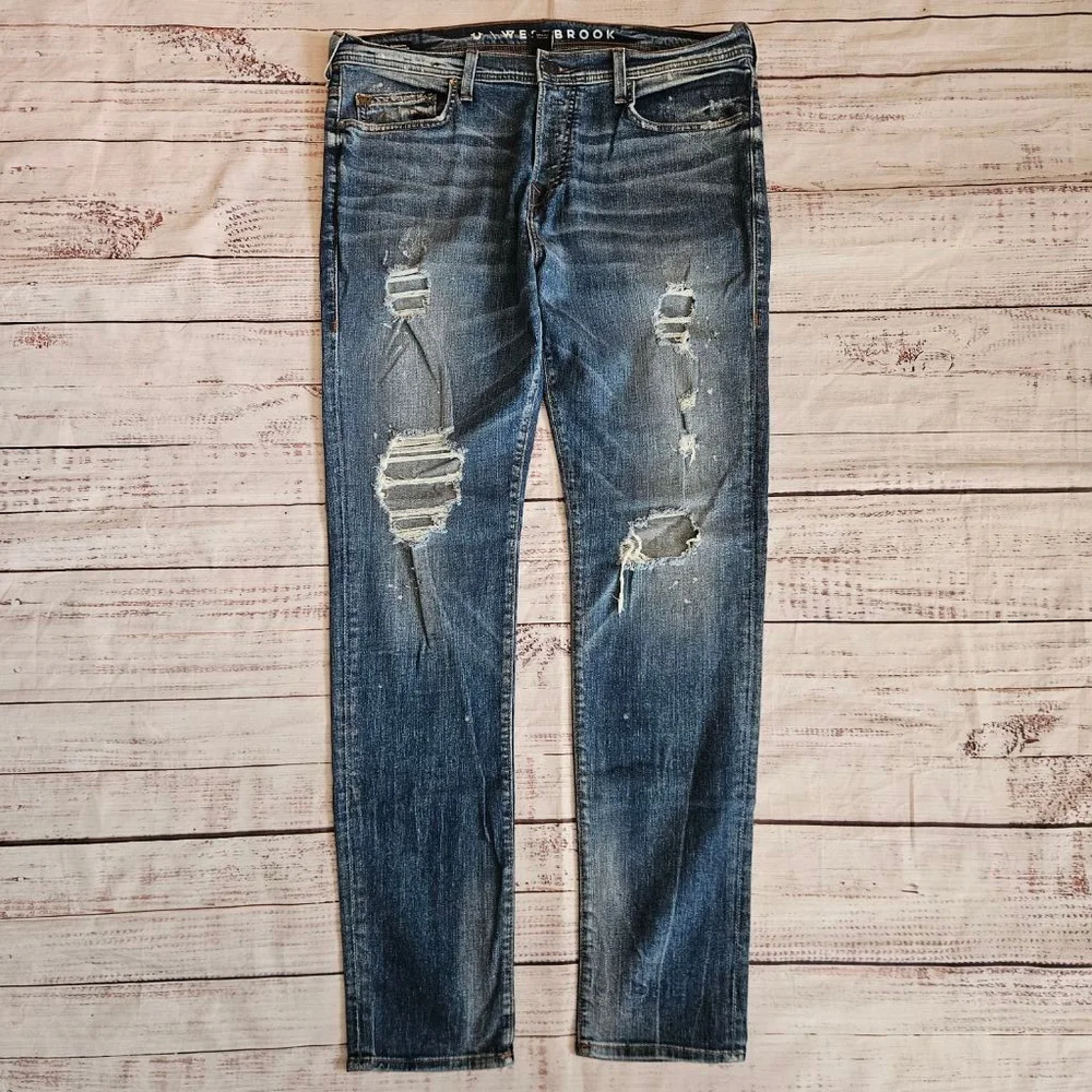 True Religion x Russell Westbrook Rocco Relaxed Skinny Distressed Mens Jeans 38